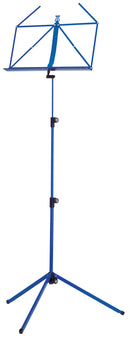 K&M 100/1 Music Stand, Blue, 3-Piece Folding Design, Traditionally Foldable, Non-Scratching Locking Screws, Height 480-1230 mm, Steel