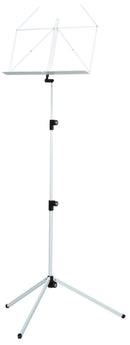K&M 100/1 Music Stand, White, 3-Piece Folding Design, Traditionally Foldable, Non-Scratching Locking Screws, Height 480-1230 mm, Steel