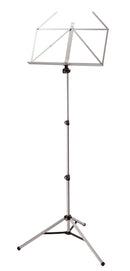 K&M 10065 Music Stand, Nickel Color, 3-Piece Folding Design, Traditionally Foldable, Non-Scratching Locking Screws, Height 585-1,220 mm, Steel