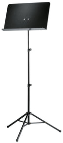 K&M 10068 School Orchestra Music Stand, Black, 3-Piece Folding Design, Non-Scratching Locking Screws, Height 555-1,190 mm, Steel Stand, Aluminum Desk
