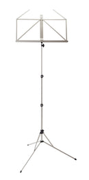 K&M 101 Music Stand, Nickel Color, 3-Piece Folding Design, Traditionally Foldable, Non-Scratching Locking Screws, Height 410-1,225 mm, Steel