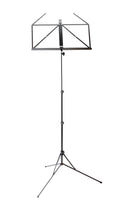 K&M 101 Music Stand, Black, 3-Piece Folding Design, Traditionally Foldable, Non-Scratching Locking Screws, Height 410-1,225 mm, Steel