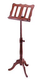 K&M 117 Wooden Music Stand, Walnut, 2-Piece Folding Design, Height 960-1,320 mm, Curved Baroque Design, Beech Wood