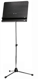 K&M 118/3 Orchestra Music Stand, Chrome Stand with Black Wooden Desk, 2-Piece Folding Design, Non-Scratching Locking Screw, Height 615-1,150 mm, Additional Shelf, Steel Stand, Wooden Desk