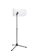 K&M 11900 Sound Insulation Stand, Black, 2-Piece Folding Design, Height 900-1,400 mm, Can Be Used on Both Sides (Concave, Convex), Stand Steel, Acrylic Glass Shield
