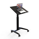 K&M 12186 Laptop Desk, Black, Continuous, Height 770-1130 mm, Max Load 8 kg, Locking Castors, Height Adjustment Using Foot Pedal, Steel Stand, Tabletop MDF