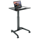 K&M 12186 Laptop Desk, Black, Continuous, Height 770-1130 mm, Max Load 8 kg, Locking Castors, Height Adjustment Using Foot Pedal, Steel Stand, Tabletop MDF