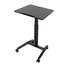 K&M 12186 Laptop Desk, Black, Continuous, Height 770-1130 mm, Max Load 8 kg, Locking Castors, Height Adjustment Using Foot Pedal, Steel Stand, Tabletop MDF