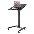 K&M 12186 Laptop Desk, Black, Continuous, Height 770-1130 mm, Max Load 8 kg, Locking Castors, Height Adjustment Using Foot Pedal, Steel Stand, Tabletop MDF