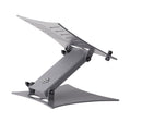 K&M 12195 Laptop Stand, Soft Touch Grey, Height 65-265 mm, Max Load 8 kg, Individually Adjustable Stop Pins, Non-Slip Rubber Pads Are Included, Aluminum, Steel