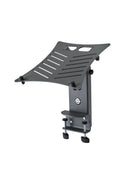 K&M 12196 Clamping Laptop Stand, Black, Height 245-410 mm, Max Load 8 kg, Individually Adjustable Stop Pins, Non-Slip Rubber Pads Are Included, Aluminum, Steel