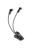 K&M 12244 Music Stand Light Double2 LED FlexLight, Black, Batteries Included, Plastic