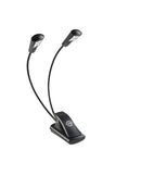 K&M 12246 Music Stand Light Double4 LED FlexLight, Black, Switch Between 2 Levels of Brightness, Batteries Included, Plastic
