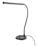 K&M 12296 LED Piano Lamp, Black, Includes Power Adapter, Perfect for Stage and Digital Pianos, Base Zinc Die-Cast, Gooseneck Steel, Plastic Lamp Shade