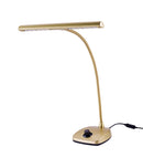 K&M 12298 LED Piano Lamp With Dimmer, Gold Colored, Includes Power Adapter, Brightness Dimmable, Base Zinc Die-Cast, Gooseneck Steel, Plastic Lamp Shade