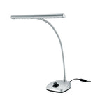 K&M 12298 LED Piano Lamp With Dimmer, Silver, Includes Power Adapter, Brightness Dimmable, Base Zinc Die-Cast, Gooseneck Steel, Plastic Lamp Shade