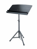 K&M 12335 Orchestra Conductor Stand Desk, Black, With Shelves, Wood