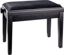 K&M 13921 Piano Bench Adjustable Seat, Matte Black/Black Velour, Dual Crossbar, Height 490-570 mm, Leveling Feet Ensure a Wobble-Free and Secure Stand, Wood