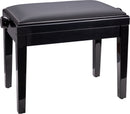 K&M 13924 Piano Bench Adjustable Seat, Gloss Black/Leatherette, Dual Crossbar, Height 490-570 mm, Leveling Feet Ensure a Wobble-Free and Secure Stand, Wood