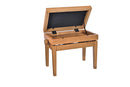 K&M 13957 Piano Bench with Sheet Music Storage, Matte Natural/Blk Lrthrette, Dual Crossbar, Height 515-605 mm, Leveling Feet Ensure a Wobble-Free and Secure Stand, Wood