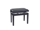 K&M 13975 Piano Bench Height Adjustable, Gloss Black/Velour, Dual Crossbar, Height 480-570 mm, Legs Are Tapped and Firmly Glued, Leveling Feet Ensure a Wobble-Free and Secure Stand, Wood