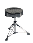 K&M 14000 Drummer's Throne Gomezz, Chrome, 2-Piece Folding Design, Pull-Button and Clamping Lever, in 10 mm Steps, Height 475-675 mm, Fixed Large Rubber End Caps, Height Adjustment by a Notched System