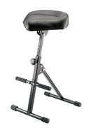 K&M 14045 Stool, Black Leatherette, 2-Piece Folding Design, Spring-Loaded Clamping Knob, Height 645-930 mm, Seat Can Be Adjusted in Height and Angle, Includes a Height Adjustable Footrest, Steel
