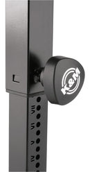 K&M 14085 Piano Bench, Black Leatherette, Spring-Loaded Clamping Knobs, Height 430-650 mm, With Engraved Height Scale, Steel