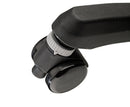 K&M 14094 Stage Stool Pneumatic Lift, Black Leatherette, 2-Piece Folding Design, Pneumatic Spring, Height 480-610 mm, With "Stop & Go" Castors, Steel