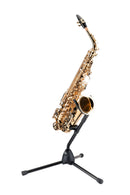 K&M 14300 Saxophone Stand, Black, Height 485 mm, Fiberglass Reinforced Plastic Base, Flexible Upper Support Arm, Steel