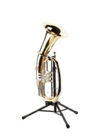 K&M 149/2 Tenor Horn Stand, Black, 2-Piece Folding Design, Height 620-1,050 mm, With Integrated Mouth Piece Holder, One-Piece Item Folds to a Small Size, Steel