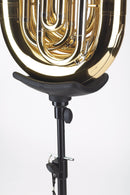 K&M 14950 Tuba Performer Stand, Black, 2-Piece Folding Design, Height 450-800 mm, Max Load 10 kg, Suitable for Playing in an Sitting Position, With Safety Pin, Steel
