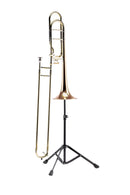 K&M 149/9 Trombone Stand, Black, 2-Piece Folding Design, Height 555-865 mm, Also for Marching Baritones, Steel
