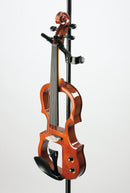 K&M 15580 Violin Holder, Black, High Quality Flocking Cover, With Holder for Bow, Plastic Yoke, Steel Clamp
