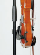 K&M 15580 Violin Holder, Black, High Quality Flocking Cover, With Holder for Bow, Plastic Yoke, Steel Clamp