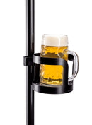 K&M 16026 Universal Drink Holder XL, Black, Ideal for Holding Mugs, Beer Mugs and Large Bottles, Steel