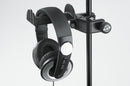 K&M 16085 Headphone Holder with Table Clamp, Black, For up to 2 Standard Headphones and 4 In-Ear Headphones, The Holder Can Be Rotated from Any Position by 90°, Steel