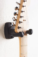 K&M 16250 Guitar Wall Mount, Black, 80 x 60 x 116 mm, Additional Guard Cams Prevent Guitar from Turning, Automatic Back Release Mechanism, Plastic, Steel