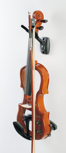 K&M 16580 Violin Wall Holder, Black, High Quality Flocking Cover, With Holder for Bow, Plastic