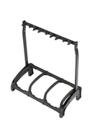K&M 17513 Three Guitar Stand Guardian 3, Black, Height 700 mm, Protective Bars Prevent Damage from Bumps or Knocking, Additional Slots for Electric Guitars, Plastic