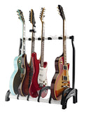 K&M 17525 Five E-Guitar Stand Guardian 5, Translucent, Height 700 mm, Protective Bars Prevent Damage from Bumps or Knocking, Holds the Guitar's Neck Without Touching the Strings, Plastic