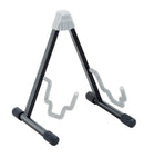 K&M 17570 E+A Guitar Stand Duet A Frame - Electric/Acoustic, Black/Translucent, Height 375 mm, Integrated Pick Holder, Steel
