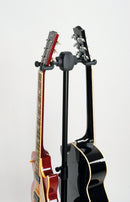 K&M 17620 Guitar Stand Double, Black, 2-Piece Folding Design, Height 800-1,300 mm, To Hook 2 Guitars, Steel