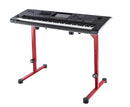 K&M 18810 Table-Style Keyboard Stand Omega, Red, Keyboard Table, Spring-Loaded Clamping Knobs, Height 600-1,020 mm, Max Load 80 kg, Levelling End Cap to Stabilize the Stand on Uneven Surfaces