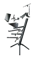 K&M 18860 Keyboard Stand Spider Pro, Black Anodized, Column Stand, Height 1,310 mm, Max Load 105 kg, With a 3/8" or 5/8" Threaded Connector for Microphone Boom, Cable Management, Aluminum