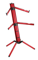K&M 18860 Keyboard Stand Spider Pro, Red Anodized, Column Stand, Height 1,310 mm, Max Load 105 kg, With a 3/8" or 5/8" Threaded Connector for Microphone Boom, Cable Management, Aluminum