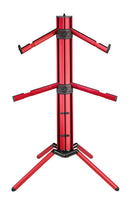 K&M 18860 Keyboard Stand Spider Pro, Red Anodized, Column Stand, Height 1,310 mm, Max Load 105 kg, With a 3/8" or 5/8" Threaded Connector for Microphone Boom, Cable Management, Aluminum