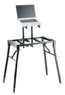 K&M 18950 Table-Style Keyboard Stand, Black, Keyboard Table, Height 600-1,000 mm, Max Load 80 kg, Heavy-Duty Stand, Individual Height-Adjustment for Each Leg, Steel
