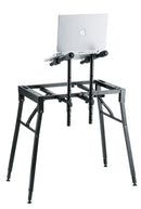 K&M 18950 Table-Style Keyboard Stand, Black, Keyboard Table, Height 600-1,000 mm, Max Load 80 kg, Heavy-Duty Stand, Individual Height-Adjustment for Each Leg, Steel