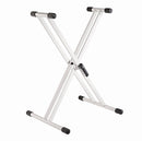 K&M 18993 Keyboard Stand Rick 20, Pure White, Double-Braced X-Stand, Height 594-946 mm, Max Load 50 kg, Steel